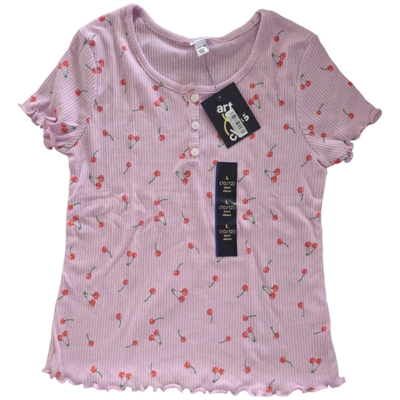 art class Other - Art Class Girls' Short Sleeve Henley Shirt with Cherry Prints Sz L